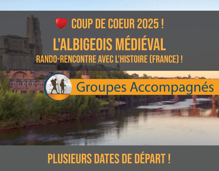 randonnée encadrée par des accompagnateurs passionnés et passionnants, à la découverte d’Albi – classée au Patrimoine mondial de l’UNESCO – et de quelques-uns des plus beaux villages de France, à travers de magnifiques paysages façonnés par l’Histoire. Euro-Rando, partez de Montreal, Quebec, Canada